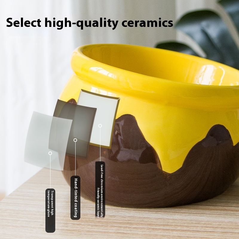 Cat Bowl Food Basin Ceramic Dog Bowl High Foot Oblique Mouth Protection Cervical Spine