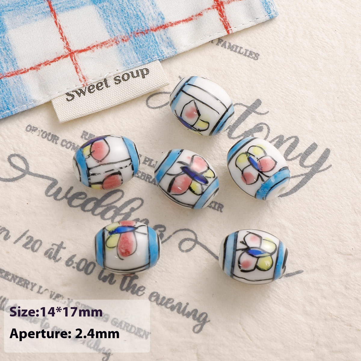 Blue Series Ceramic Bead Bracelets Necklace Ornament Handmade Material