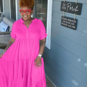 Women's Fashion Individual Casual Button Lapel Dress