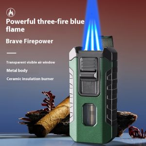Three Fire Straight Blue Flame Cigar Lighter
