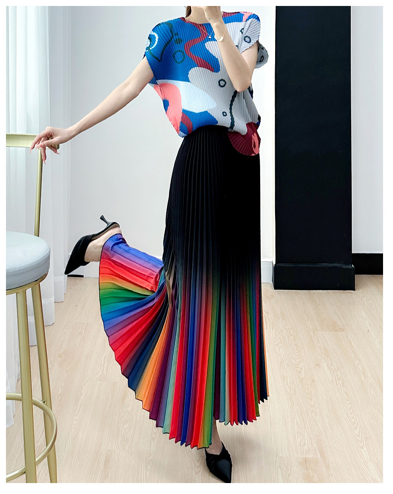 Niche Gradient Pleated Loose All-matching Slimming Wide Leg Pants Skirt