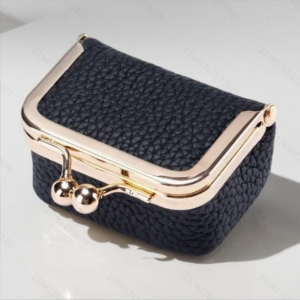 Genuine Leather Mini Jewelry Box, Portable Vintage-Inspired Genuine Leather Coin Purse Jewelry Case With Kiss Lock, Mini Travel Ring Box For Women For Earring-Ring-Necklace-Bracelet