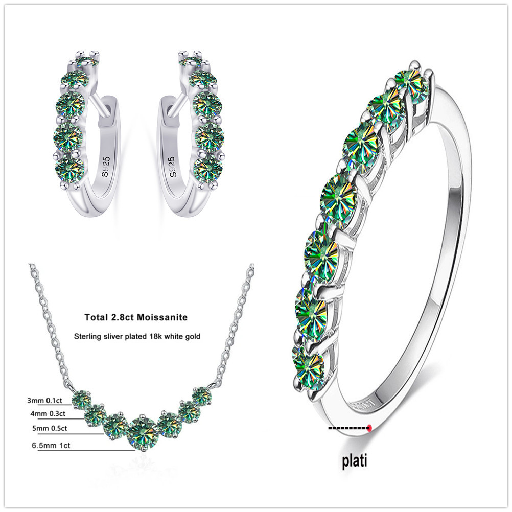 4.5 Karat Moissanite Suit Sterling Silver Jewelry Suit