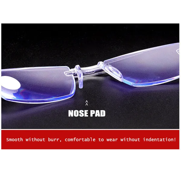 4 PK Mens Rectangular Rimless Blue Light Blocking Reading Glasses Unisex Readers