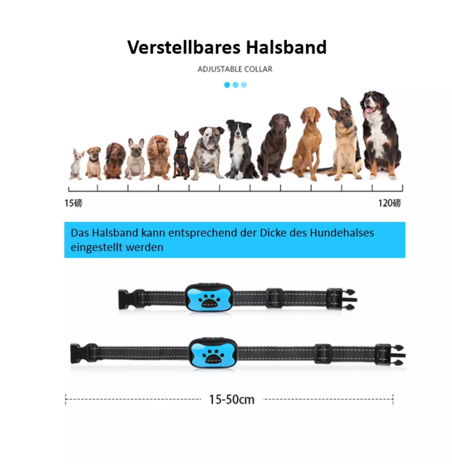 Anti Bell Collar Dog Training Collar Sound Vibration, For Dogs Pet DE