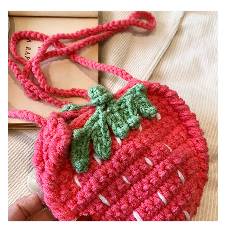 Handmade Knitted Children's Wool Cute Strawberry Crossbody Bag
