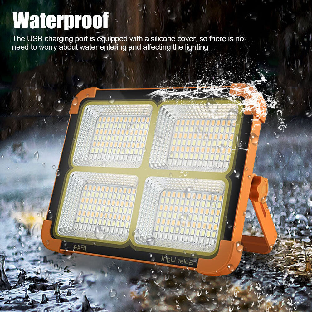 1500W LED Work Light Solar Powered Cordless Portable Camping Outdoor Light USB