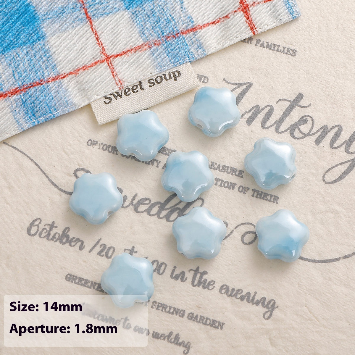 Blue Series Ceramic Bead Bracelets Necklace Ornament Handmade Material