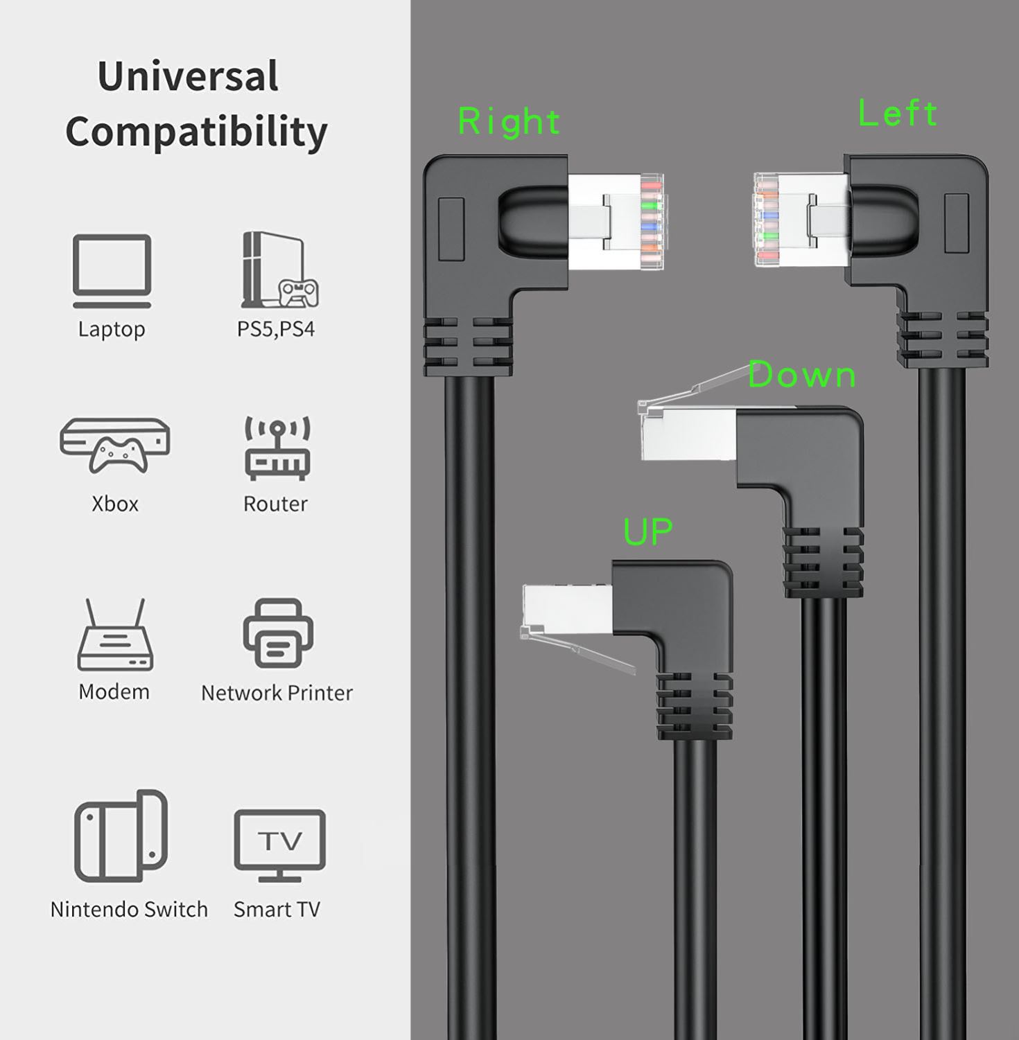 Cat6 Ethernet Cable RJ45 Right Angle UTP Network Cable Patch
