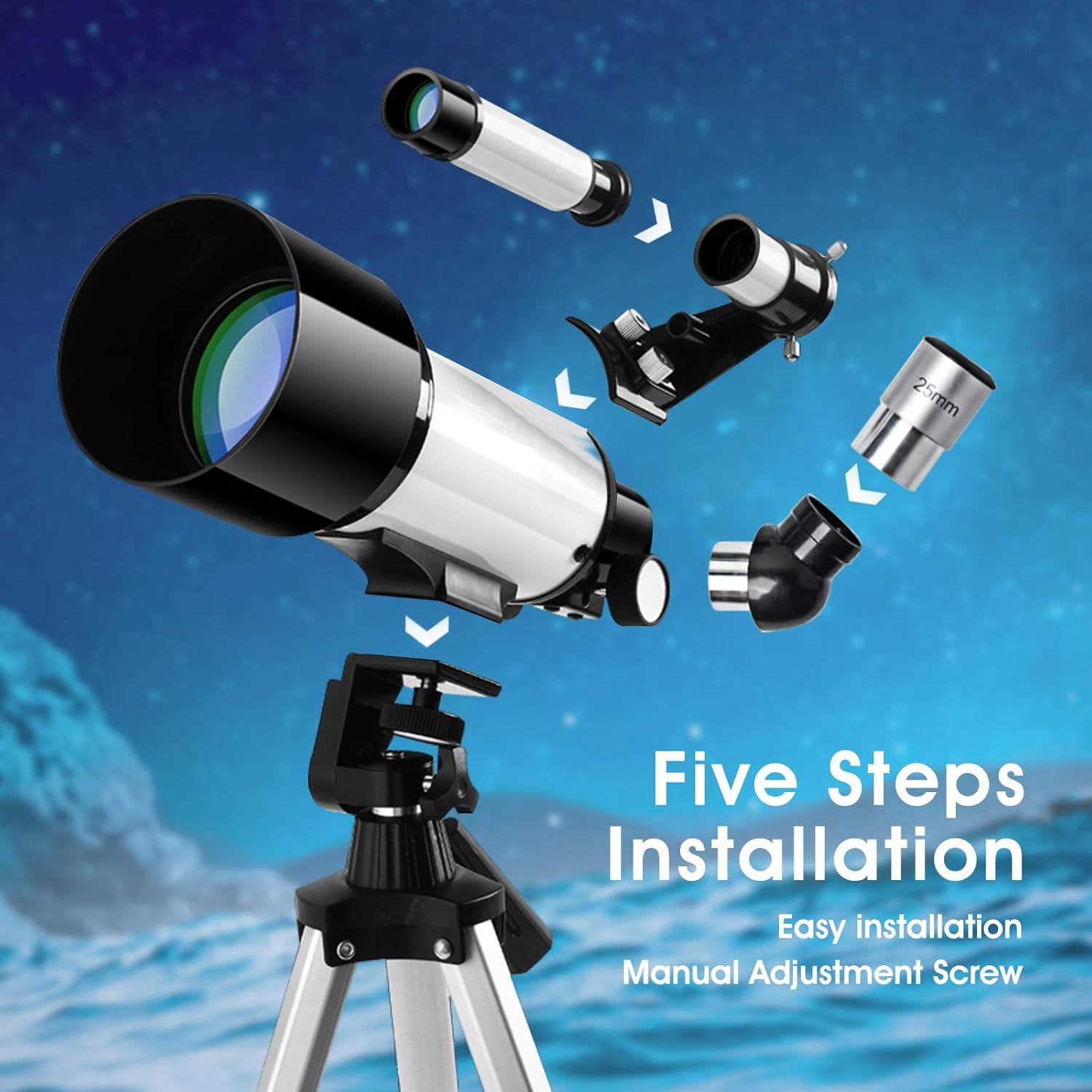 Astronomical Refracting Telescope Suitable For Children, Adults And Beginners, Multi-coated And Wireless Remote Control
