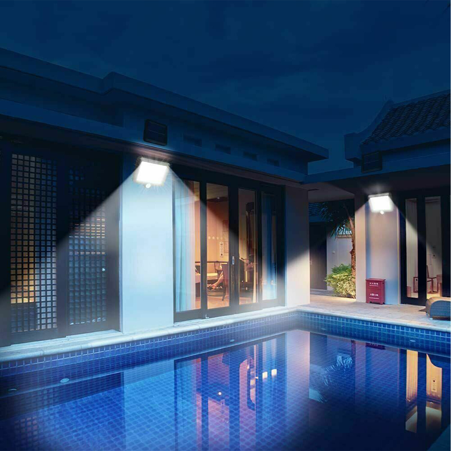 2PCS Solar Power PIR Motion Sensor Wall Light LED Outdoor Garden Security Lamp