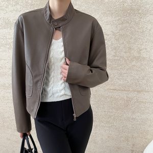 Locomotive Style Stand Collar Temperament Wild Jacket