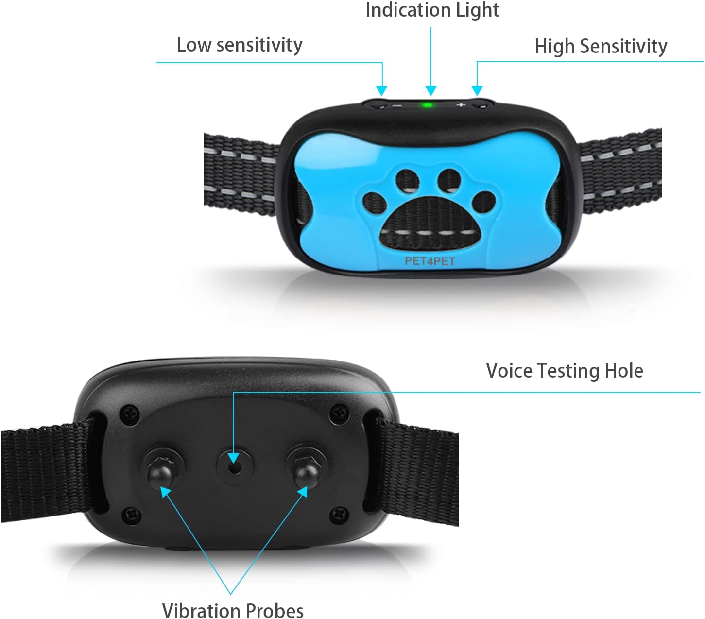 Anti Bell Collar Dog Training Collar Sound Vibration, For Dogs Pet DE