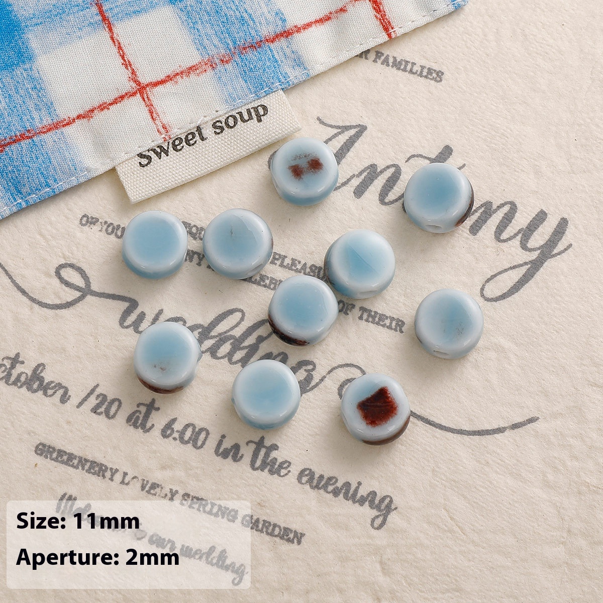 Blue Series Ceramic Bead Bracelets Necklace Ornament Handmade Material