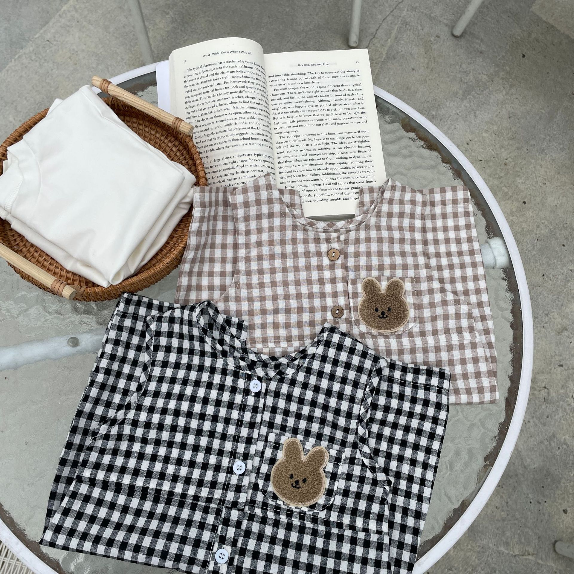 Summer New Thin Type Sleeveless Leotard Baby Boy Plaid Chest Bear Vest Bodysuit Romper