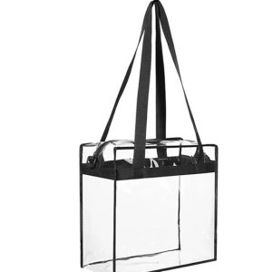 2x Clear PVC Tote Bag Women Large Transparent Handbag Zip Purse Stadium Security