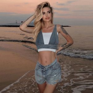 Denim Washing Water Sexy Vest Bra Back Buckle