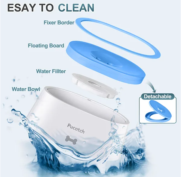 Dog Water Bowl No Spill 2L 70oz Spill Proof Dog Water Bowl Slow Water Feeder For Dogs