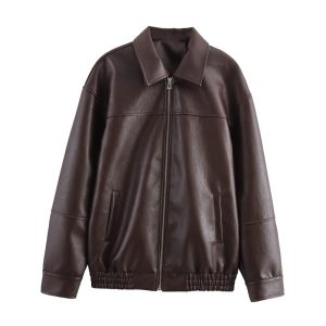 Fashion American Style Motorcycle Clothing Vintage Loose Lapels Zipper Bomber Jacket