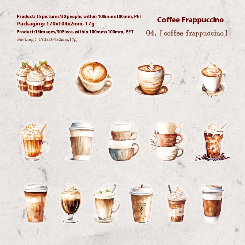 Walking Coffee House Series Coffee Theme Hand Account DIY Material Decorative Sticker