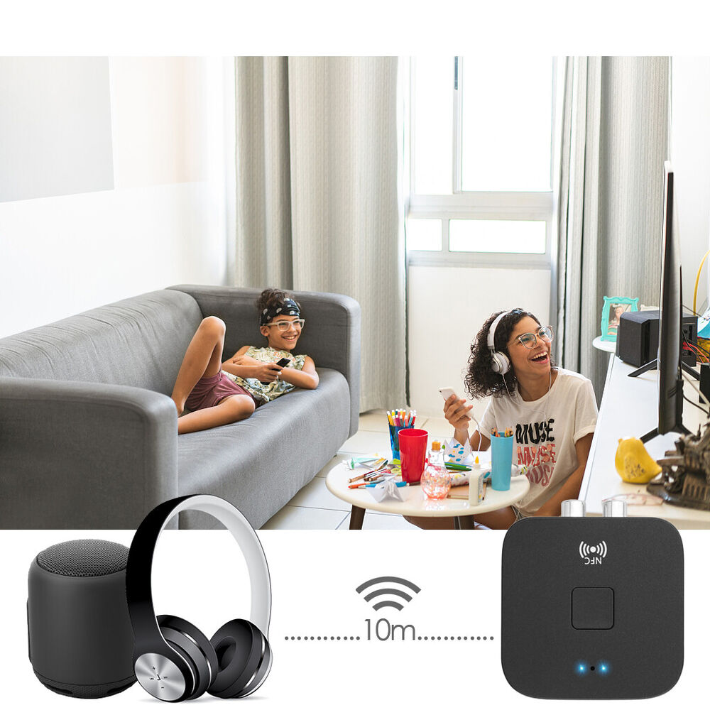 AUX Cinch Buchse Hifi Wireless Audio Adapter NFC Bluetooth 5.0 Empfanger 3.5mm