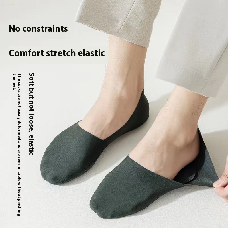 Men's Solid Color Sweat-absorbent Non-slip Pure Cotton Invisible Socks