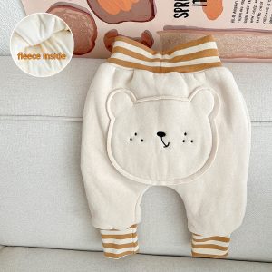 Padded Fleece Trousers High Waist Belly Protection Warm-keeping Pants Outer Wear
