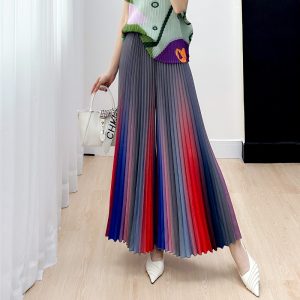 Niche Gradient Pleated Loose All-matching Slimming Wide Leg Pants Skirt
