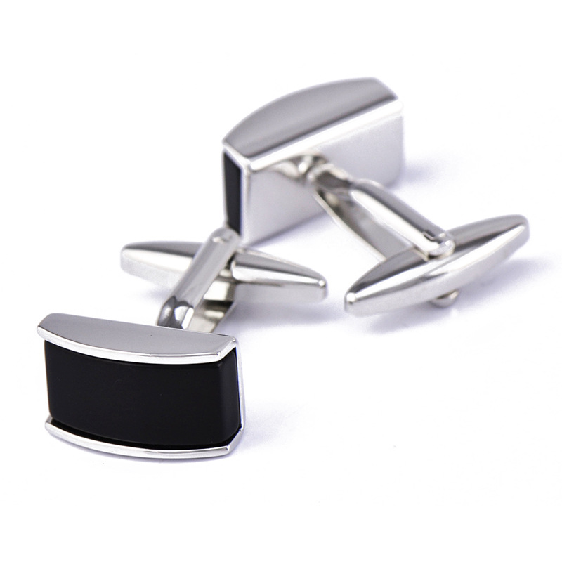 Curved Black Agate Cufflinks Cufflink
