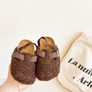 Autumn And Winter New Boys And Girls Lamb Wool Half Slippers Outer Wear