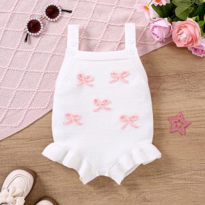 Baby Sling Doll Clothes Wool Romper Bow Embroidery Girl Sweet