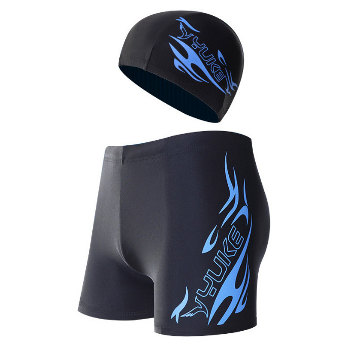Men's Boxer Swimming Trunks Plus Size Swimsuit Swimming Cap Suit
