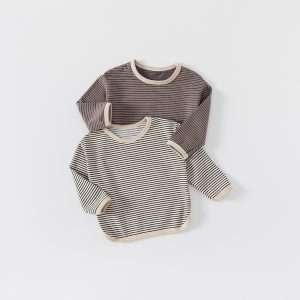 Autumn Casual Boys And Girls Striped Bottoming T-shirt Children's Tops