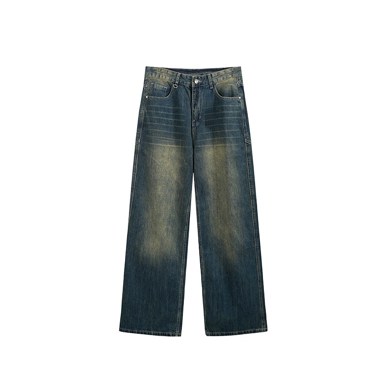 Washed Cut Wide Leg Jeans Men
