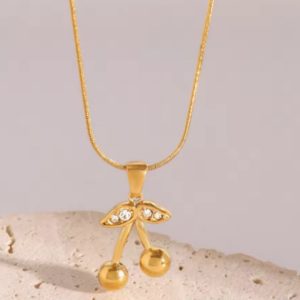 Stainless Steel Cherry Necklace Cute Earrings Ornament Women