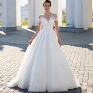 Off-shoulder Light Wedding Dress Bridal Main Yarn Lace Wedding Veil Small Trailing