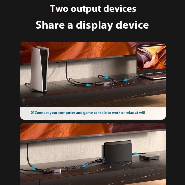 Alloy Cable Seperater HD Computer Audio And Video Two-way Conversion