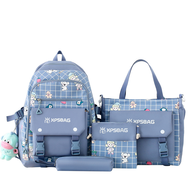 Backpack Primary School Girls Schoolbag Women's Four-piece Set