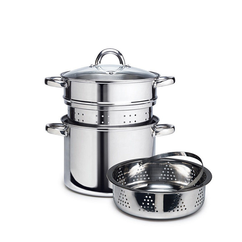 Exported To Europe And America 24cm Multi-functional Draining Noodles Strainer Spaghetti Pot 201430 Stainless Steel 8QT Noodle Soup Steamer