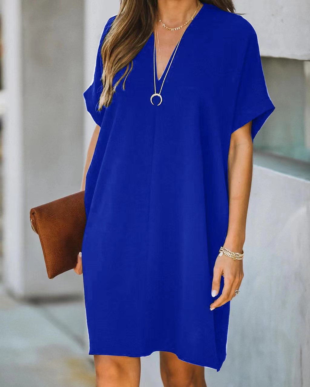 Casual V-n Collar Short Sleeve Home Decoration Dress