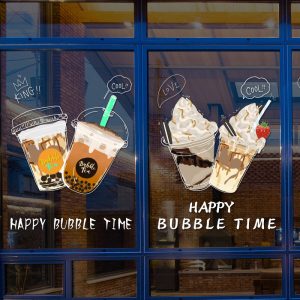 Milk Tea Shop Decoration Decoration Glass Doors Stickers