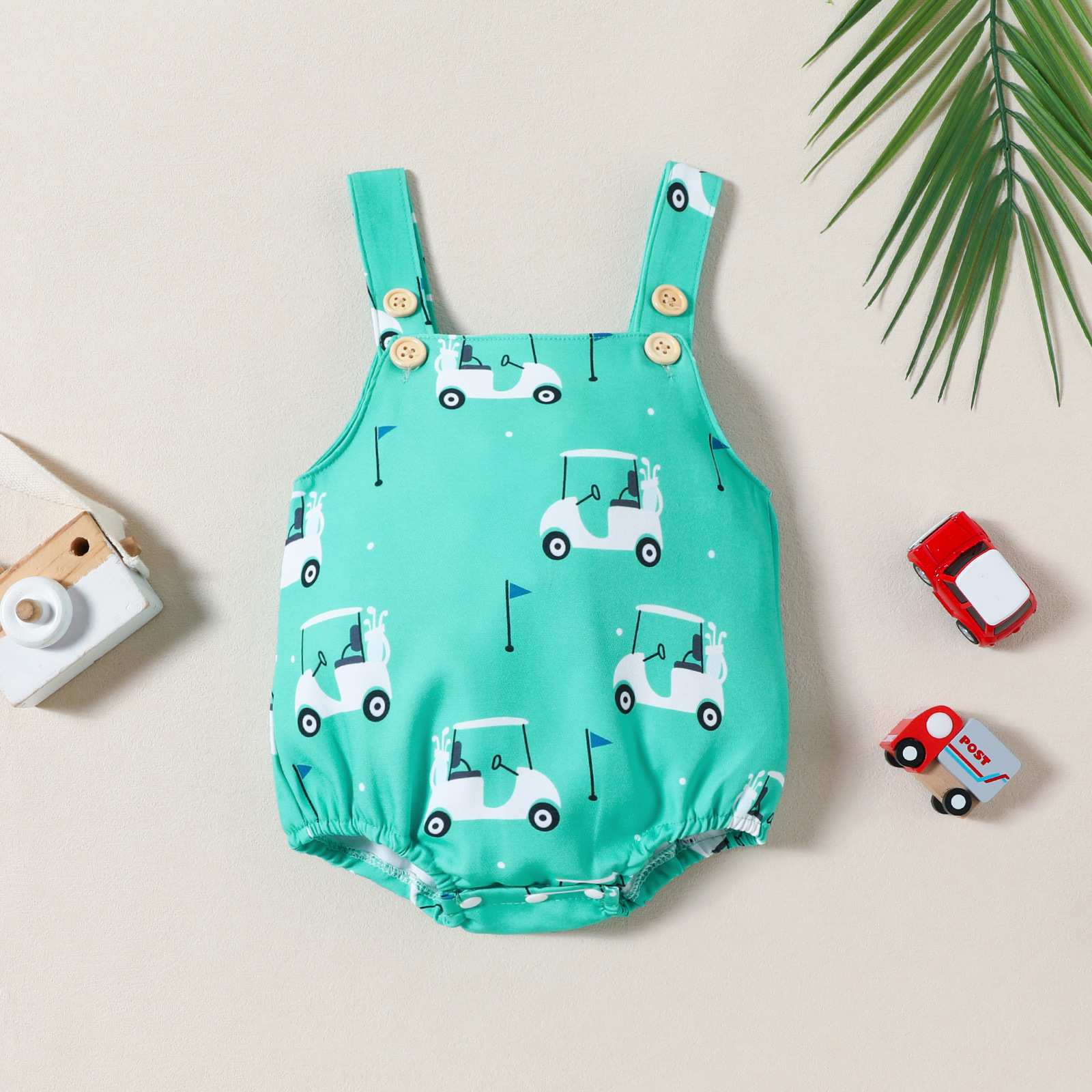 Baby Girl Print Sleeveless Strap Jumpsuit