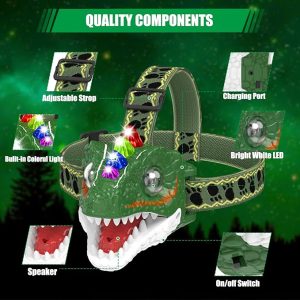 Awesome Dinosaur Headlamp With Light And Music, Perfect Costume Props For Party Activities, Good Stuff For Children's Early Education