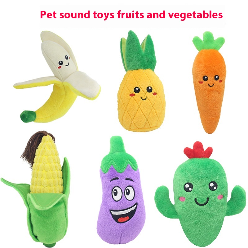 Pet Plush Sound Toy Fruit Vegetable Dog Cat Educational Toy