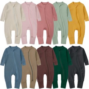 Newborn Clothes Solid Color Rib Fabric Romper