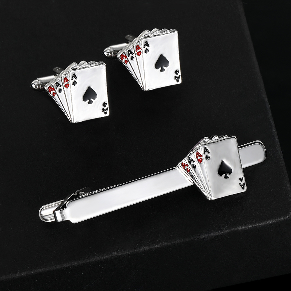 Poker Cufflinks Business Shirt Cufflinks Tie Clip