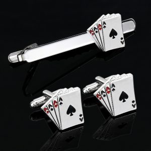 Poker Cufflinks Business Shirt Cufflinks Tie Clip