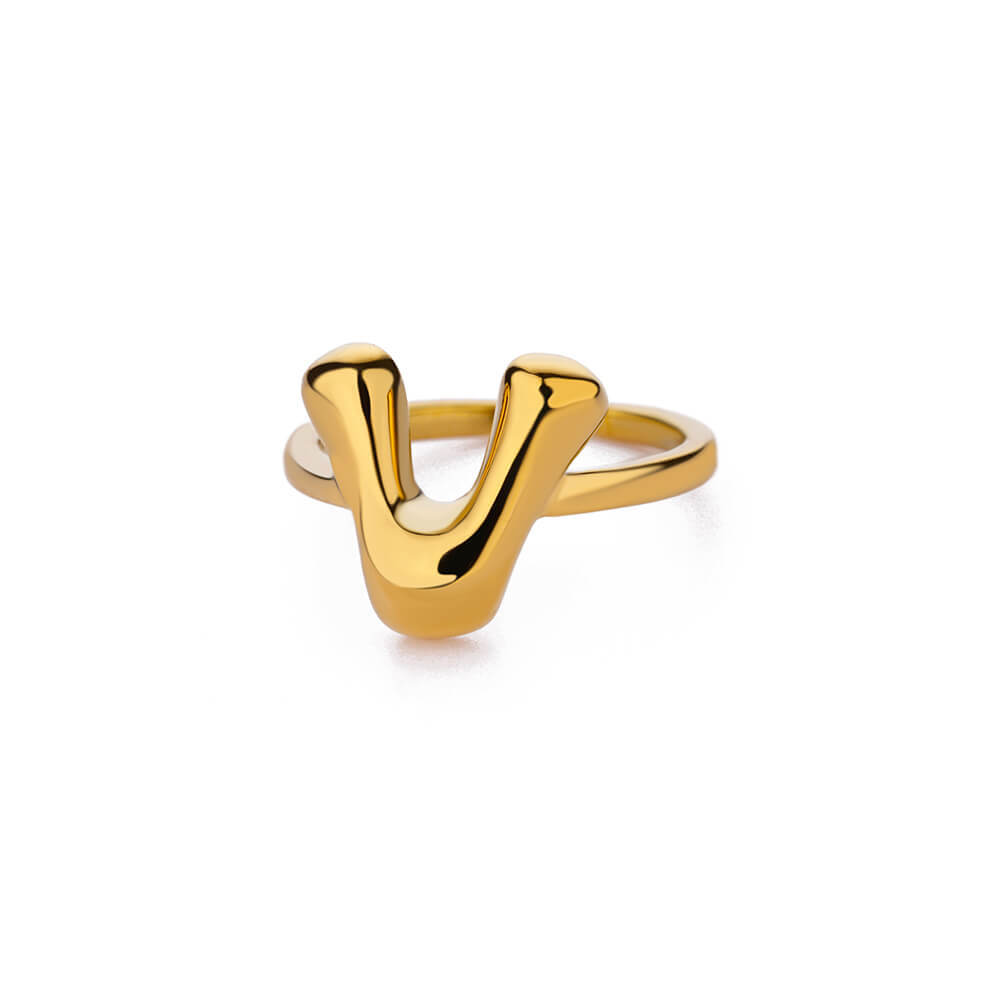 Cute Bubble Letters Ring Gold 18K Gold Plated Ring
