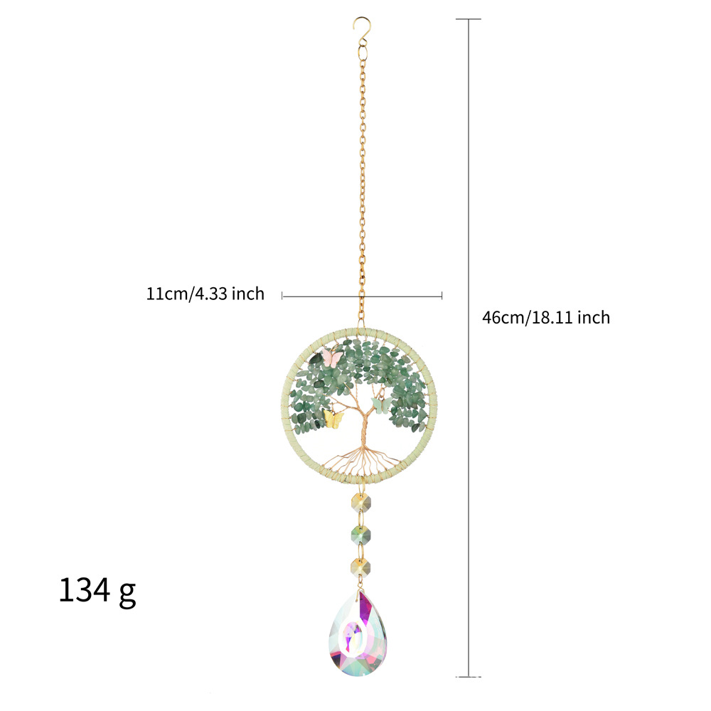 Four Colors Natural Crystal Lucky Tree Sun Catcher Crystal Wind Chimes