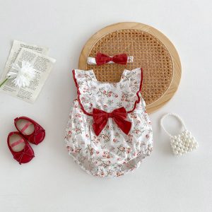 Sleeveless Pastoral Style Baby Girl Jumpsuit